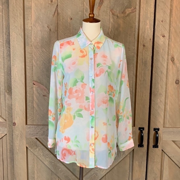 J. Jill semi-sheer floral print blouse Size Small - Picture 9 of 9